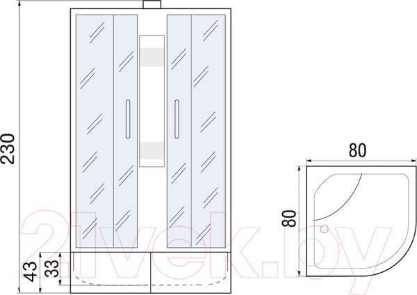 Изображение товара Душевая кабина RIVER Nara XL 80/43 MT