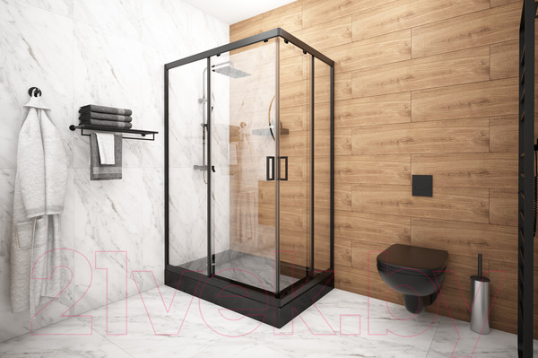 Изображение товара Душевой уголок МетаКам Universal Pro Black 120x80 / KKS_014548 (прозрачное стекло)