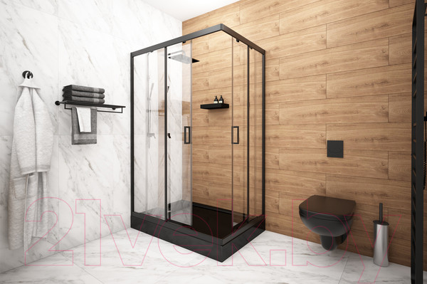 Изображение товара Душевой уголок МетаКам Universal Pro Black 120x80 / KKS_014548 (прозрачное стекло)