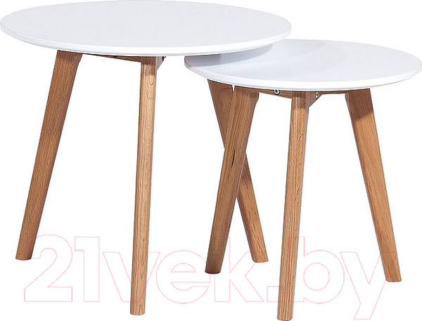Изображение товара Комплект журнальных столиков Signal Milan S2 (белый/дуб)