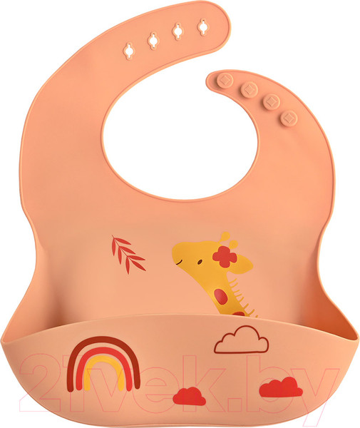 Изображение товара Нагрудник детский Pituso Силиконовый с рисунком / KD4109 (персиковый)