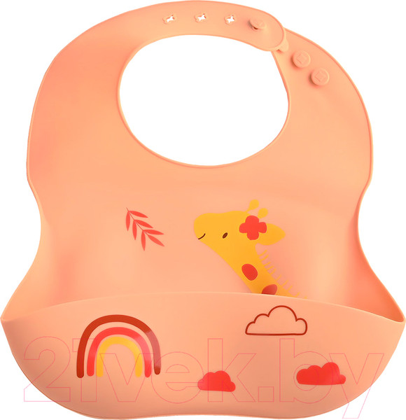 Изображение товара Нагрудник детский Pituso Силиконовый с рисунком / KD4109 (персиковый)