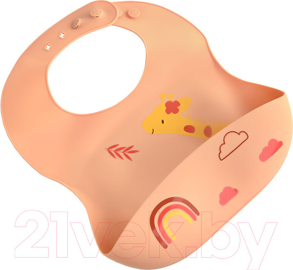 Изображение товара Нагрудник детский Pituso Силиконовый с рисунком / KD4109 (персиковый)