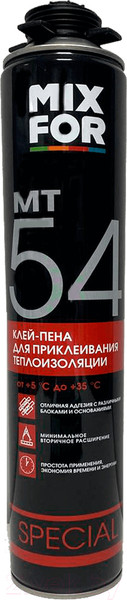 Изображение товара Клей-пена Mixfor МТ54 полиуретановая для теплоизоляции (750мл)