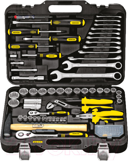 Изображение товара Универсальный набор инструментов BERGER 1/2"-1/4" / BG089-1214 (89 предметов)