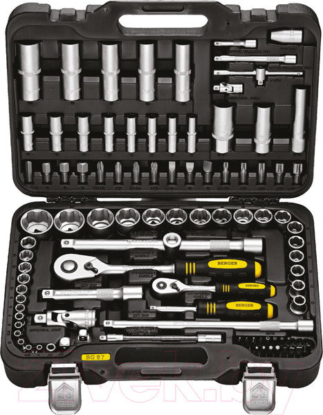 Изображение товара Универсальный набор инструментов BERGER 1/2"-1/4" / BG097-121438 (97 предметов)