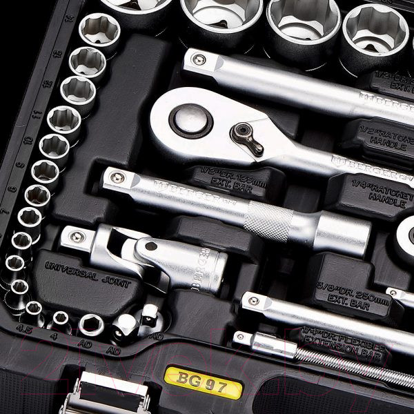 Изображение товара Универсальный набор инструментов BERGER 1/2"-1/4" / BG097-121438 (97 предметов)