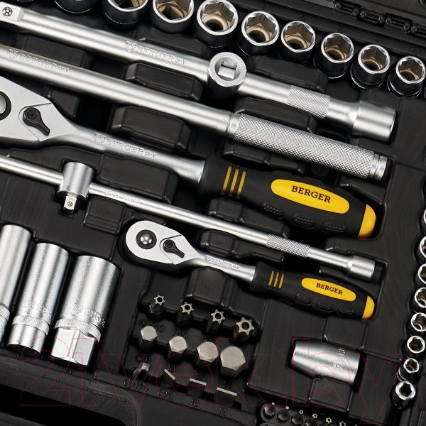 Изображение товара Универсальный набор инструментов BERGER 1/2"-1/4" / BG099-1214 (99 предметов)