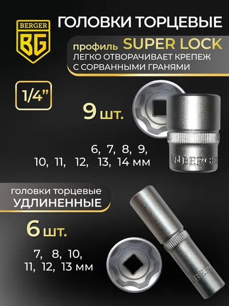 Изображение товара Универсальный набор инструментов BERGER 1/2"-1/4" / BG118-1214 (118 предметов)