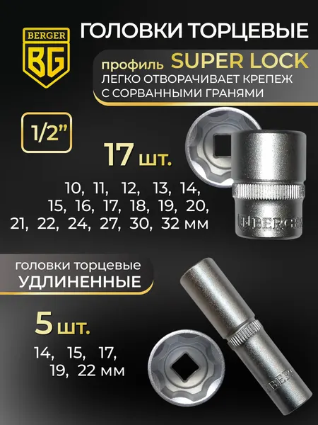 Изображение товара Универсальный набор инструментов BERGER 1/2"-1/4" / BG128-1214 (128 предметов)