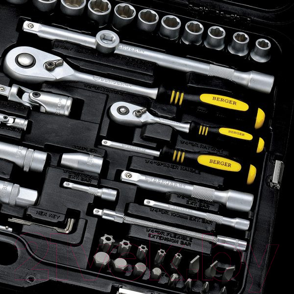 Изображение товара Универсальный набор инструментов BERGER 1/2"-1/4" / BG128-1214 (128 предметов)