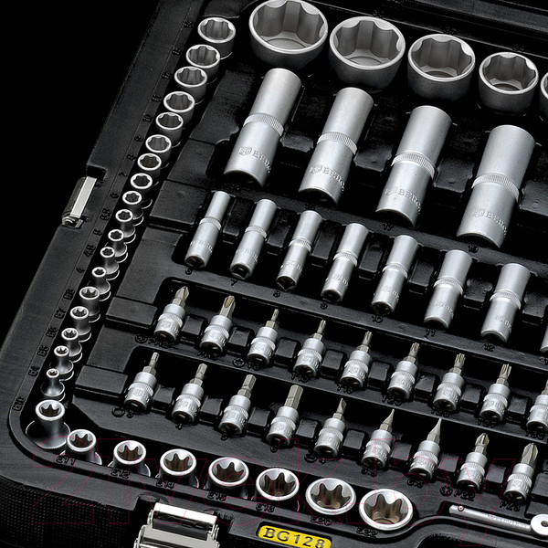 Изображение товара Универсальный набор инструментов BERGER 1/2"-1/4" / BG128-1214 (128 предметов)