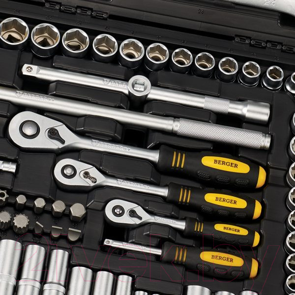 Изображение товара Универсальный набор инструментов BERGER 1/2"-1/4" / BG163-121438 (163 предмета)