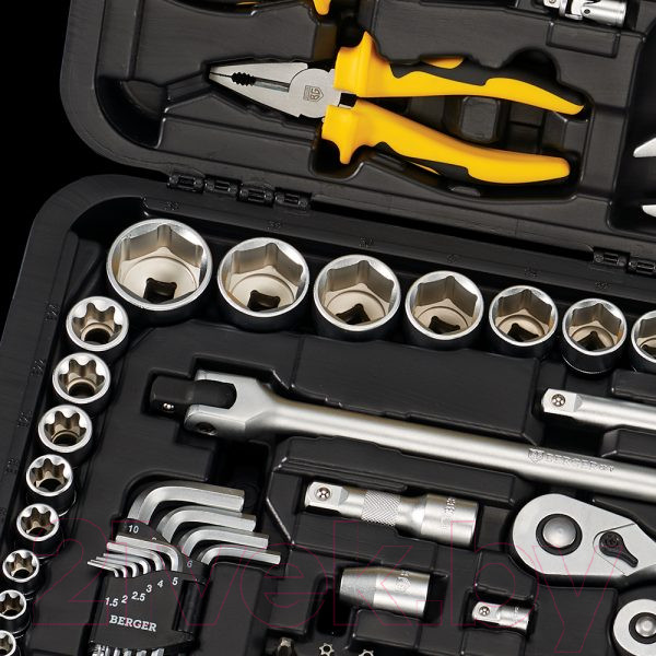 Изображение товара Универсальный набор инструментов BERGER 1/2"-1/4" / BG163-121438 (163 предмета)
