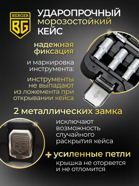 Изображение товара Универсальный набор инструментов BERGER 1/4" / BG055-14 (55 предмета)