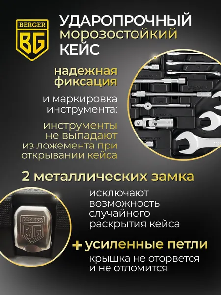 Изображение товара Универсальный набор инструментов BERGER 1/2"-1/4" / BG082-1214 (82 предмета)