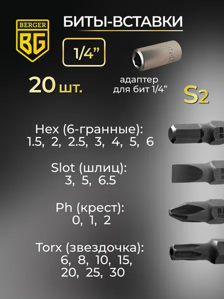 Изображение товара Универсальный набор инструментов BERGER 1/2"-1/4" / BG131-1214 (131 предмет)