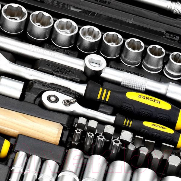 Изображение товара Универсальный набор инструментов BERGER 1/2"-1/4" / BG131-1214 (131 предмет)