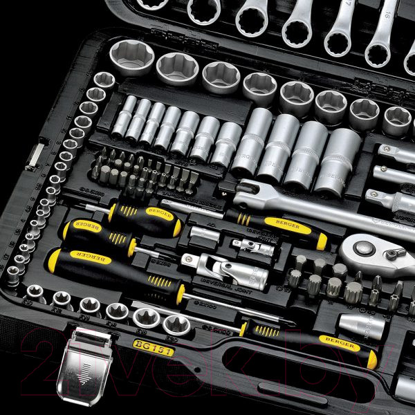 Изображение товара Универсальный набор инструментов BERGER 1/2"-1/4" / BG151-1214 (151 предмет)