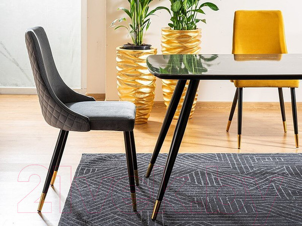 Изображение товара Обеденный стол Signal Cyryl II (эффект черного камня/черный/золото)