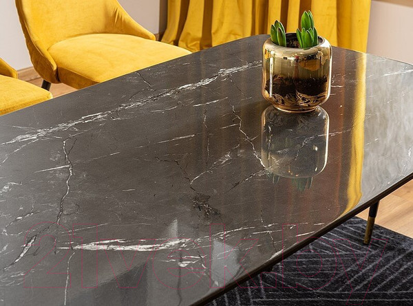 Изображение товара Обеденный стол Signal Cyryl II (эффект черного камня/черный/золото)