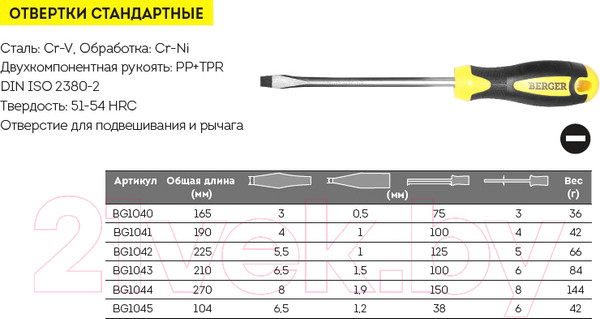 Изображение товара Отвертка BERGER BG1042