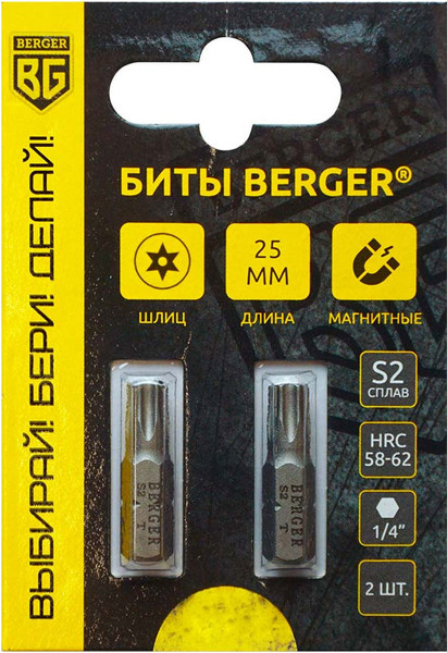 Изображение товара Набор бит BERGER Torx T30Hx25мм S2 / BG2394 (2шт)