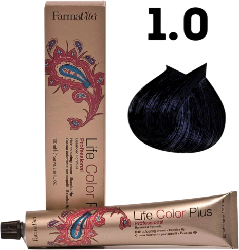 Изображение товара Крем-краска для волос Farmavita Life Color Plus 1.0 (100мл)