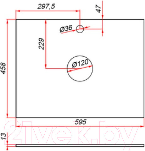 Изображение товара Столешница для тумбы в ванную ЗОВ 13 / CKP13W595458C2 (белый)