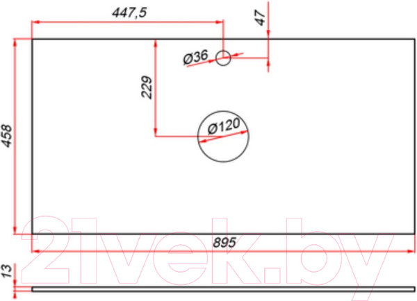 Изображение товара Столешница для тумбы в ванную ЗОВ 13 / CKP13W895458C2 (белый)