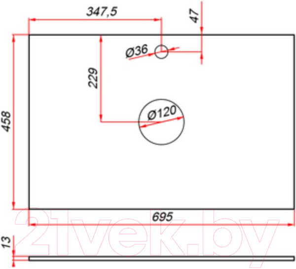 Изображение товара Столешница для тумбы в ванную ЗОВ 13 / CKP13H695458C2 (галифакс)