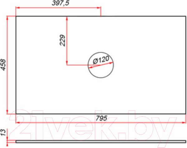 Изображение товара Столешница для тумбы в ванную ЗОВ 13 / CKP13W795458C1 (белый)