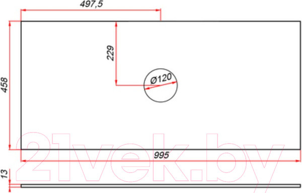 Изображение товара Столешница для тумбы в ванную ЗОВ 13 / CKP13W995458C1 (белый)