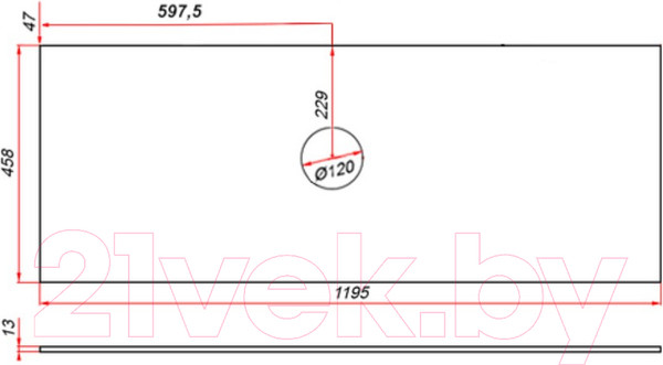 Изображение товара Столешница для тумбы в ванную ЗОВ 13 / CKP13W1195458C1 (белый)