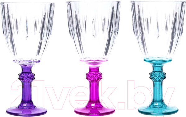 Изображение товара Набор бокалов Herevin Foot Paited 131602-004 (3шт, фиолетовый/розовый/голубой)