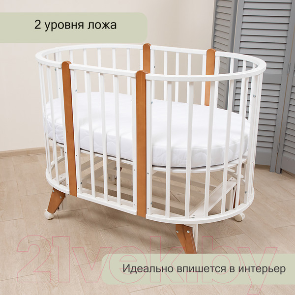 Изображение товара Детская кроватка СКВ 104001-6 / 106001-6 (белый/коричневый)