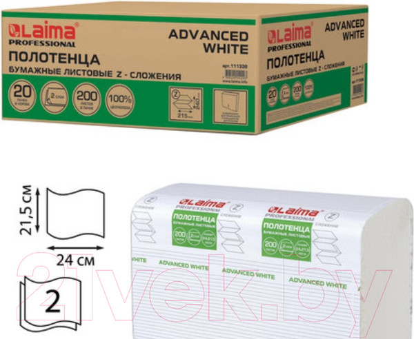 Изображение товара Бумажные полотенца Laima Advanced White / 111338