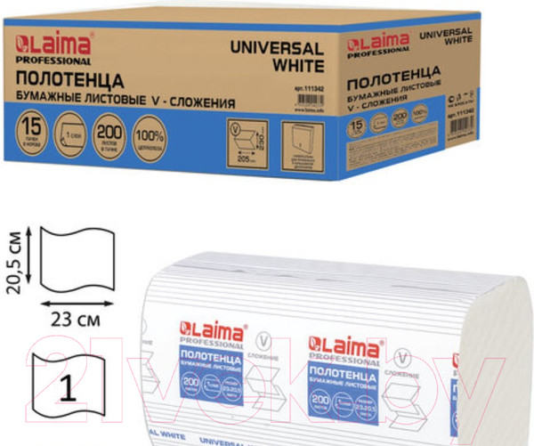 Изображение товара Бумажные полотенца Laima Universal White / 111342