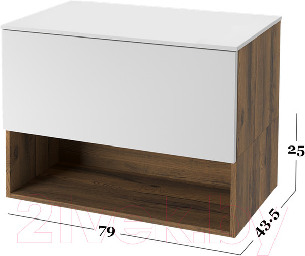 Изображение товара Полка для тумбы в ванную ЗОВ Кито 80 / SKA80 (аттик)