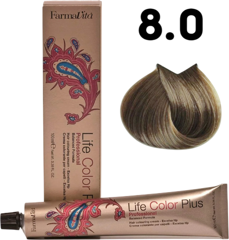 Изображение товара Крем-краска для волос Farmavita Life Color Plus 8.0 (100мл)