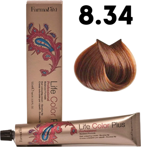 Изображение товара Крем-краска для волос Farmavita Life Color Plus 8.34 (100мл)