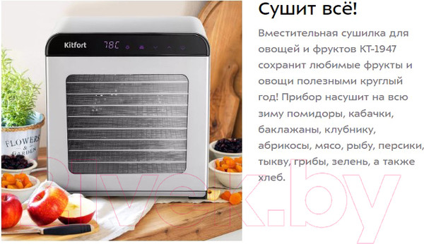 Изображение товара Сушилка для овощей и фруктов Kitfort KT-1947