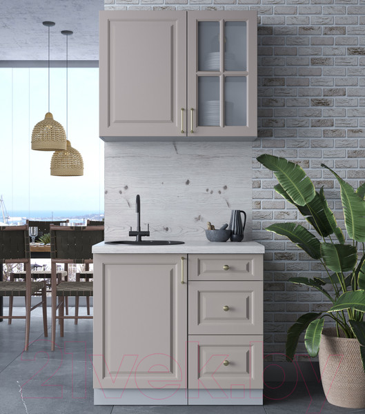 Изображение товара Кухонный гарнитур Интерлиния Мила Шато 0.9А (луна/луна/бискайская сосна)