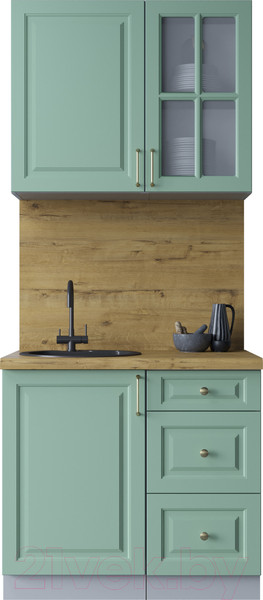 Изображение товара Кухонный гарнитур Интерлиния Мила Шато 0.9А (мята/мята/дуб бунратти)