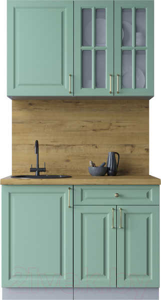 Изображение товара Кухонный гарнитур Интерлиния Мила Шато 1.1А (мята/мята/дуб бунратти)