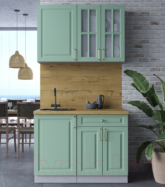 Изображение товара Кухонный гарнитур Интерлиния Мила Шато 1.1А (мята/мята/дуб бунратти)