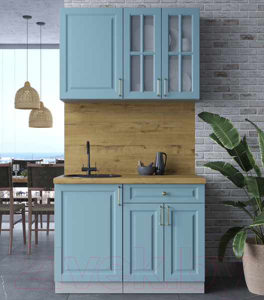 Изображение товара Кухонный гарнитур Интерлиния Мила Шато 1.1А (океан/океан/дуб бунратти)