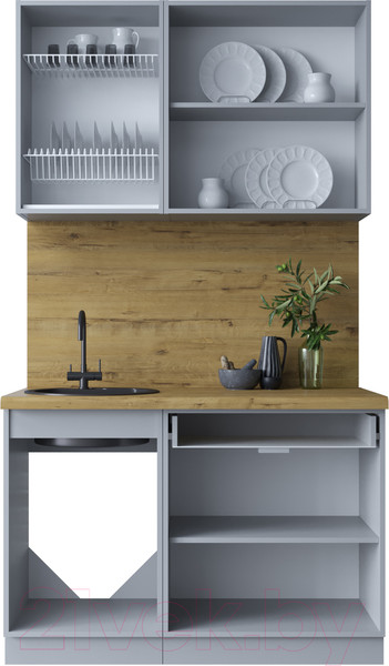 Изображение товара Кухонный гарнитур Интерлиния Мила Шато 1.2А (пепел/пепел/опал светлый)