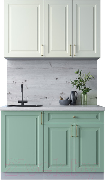 Изображение товара Кухонный гарнитур Интерлиния Мила Шато 1.2А (белый/мята/бискайская сосна)
