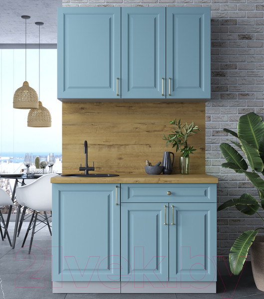 Изображение товара Кухонный гарнитур Интерлиния Мила Шато 1.2А (океан/океан/дуб бунратти)